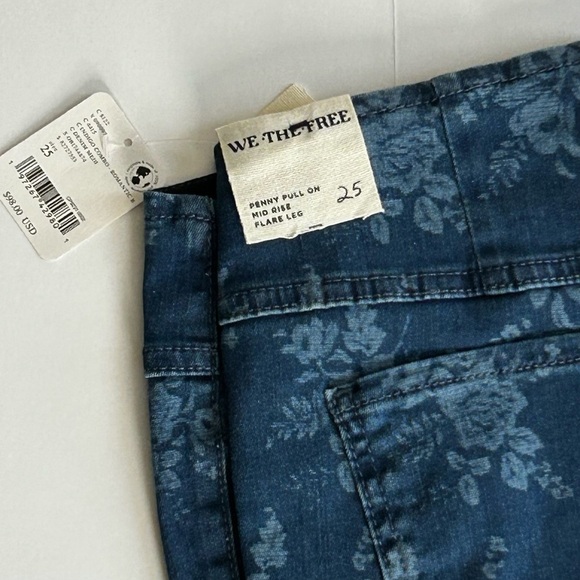 🍂NWT Free People Penny Pull-On Indigo Combo Romantic Blue Flare Jeans XS/0 - Picture 16 of 16
